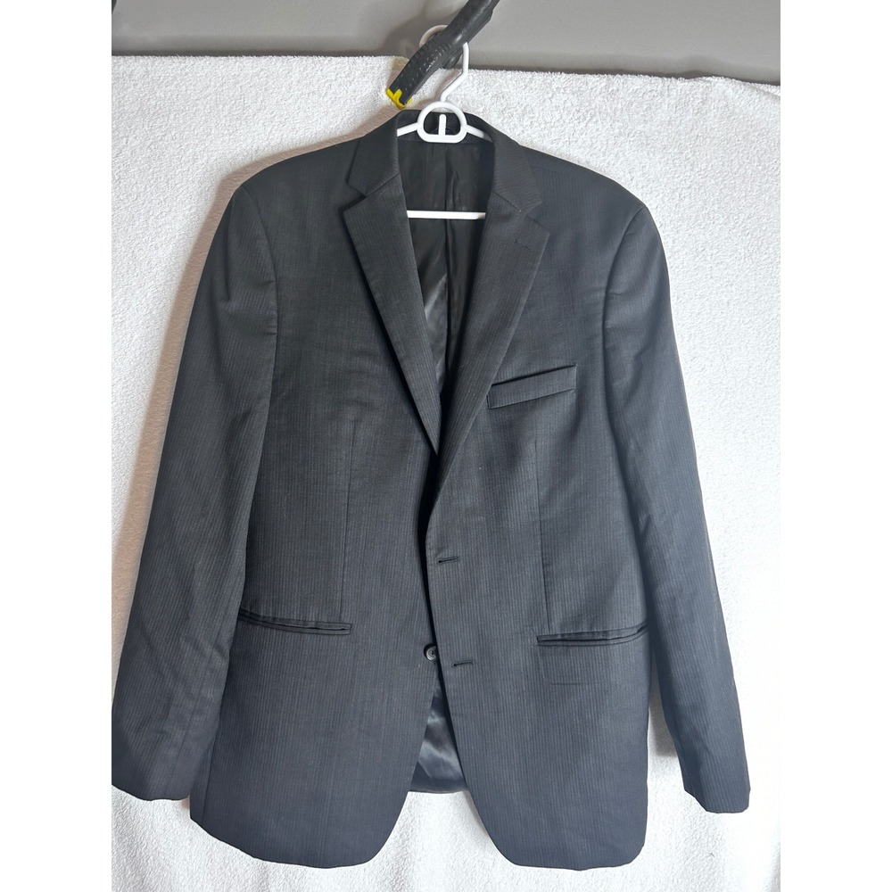 Marc Anthony Mens 42R Black Wool Micro Stripe Two Button Blazer Suit Jacket